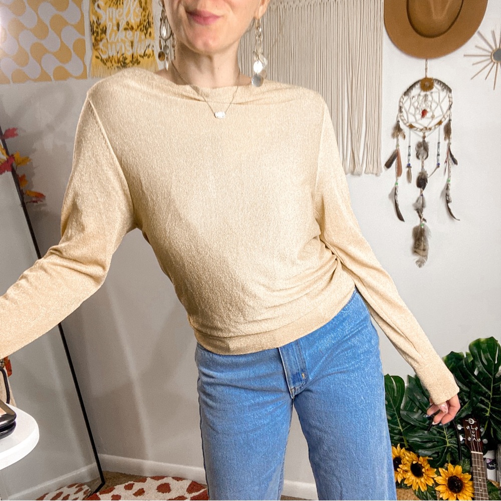 INC 4 Ways to Wear NWT Gold Shimmer Wrap Cardigan Size Large - Picture 5 of 12